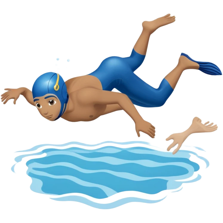 determined pool diver dives into a pool of confidence blue water  emoji