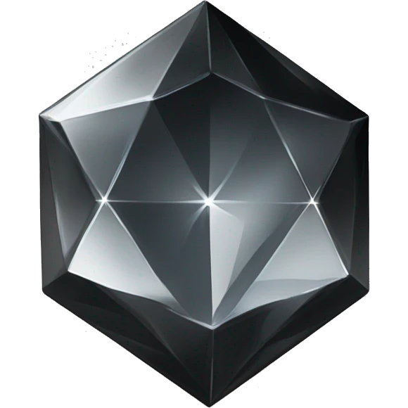 Create a shiny black diamond with sharp facets and subtle reflections on a neutral background, highlighting its sleek, geometric form. emoji