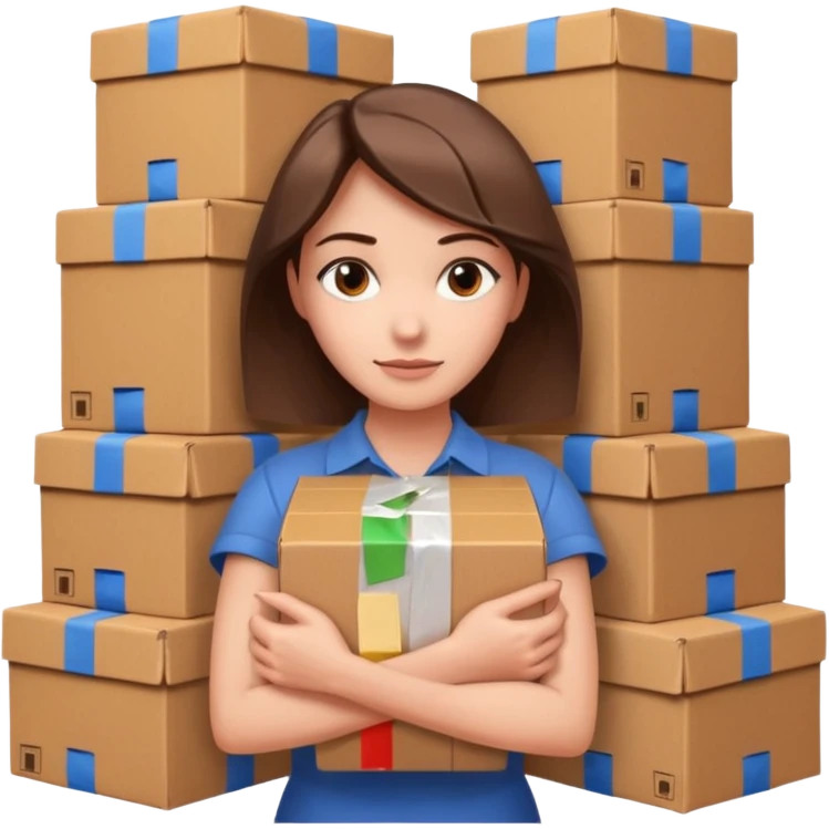 Woman with armful of boxes












 emoji
