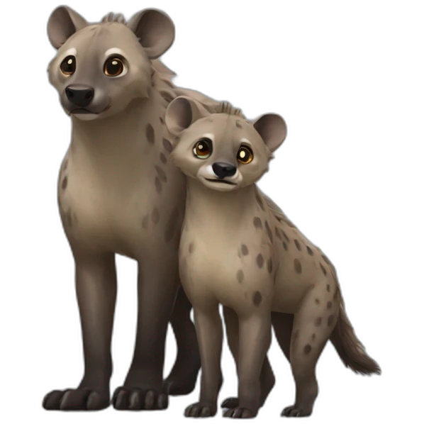 hyena and otter walking together emoji