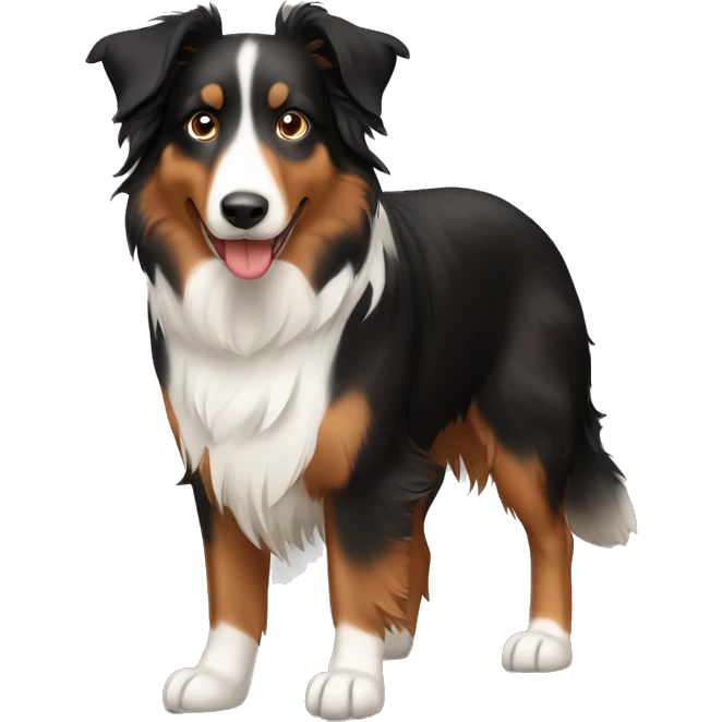 Dog similar to collie or australian shepard black and brown  emoji