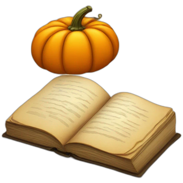 Book with a pumpkin emoji
