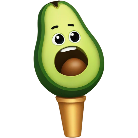 An avocado singing with a microphone emoji
