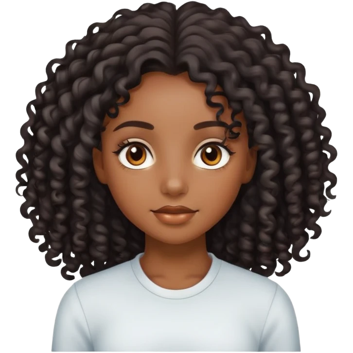 pretty black girl with long curly hair emoji