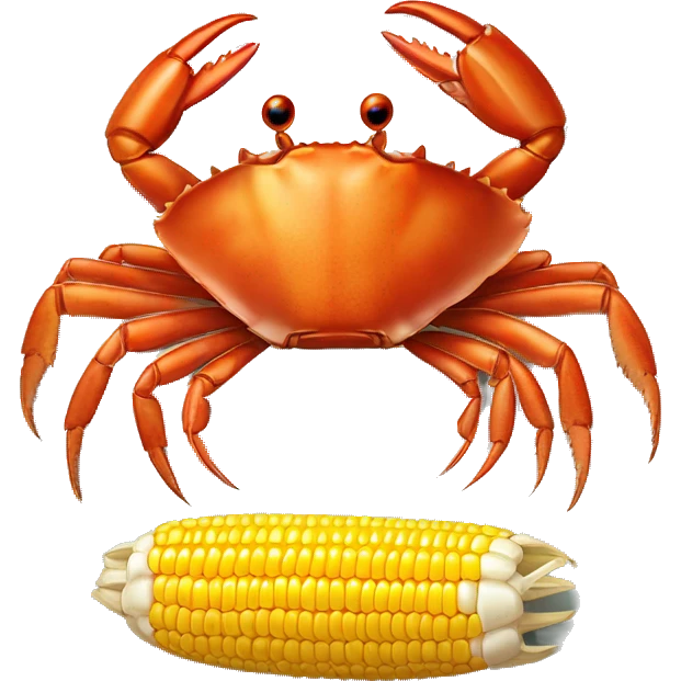 crab boil on a plate with shrimp and corn emoji