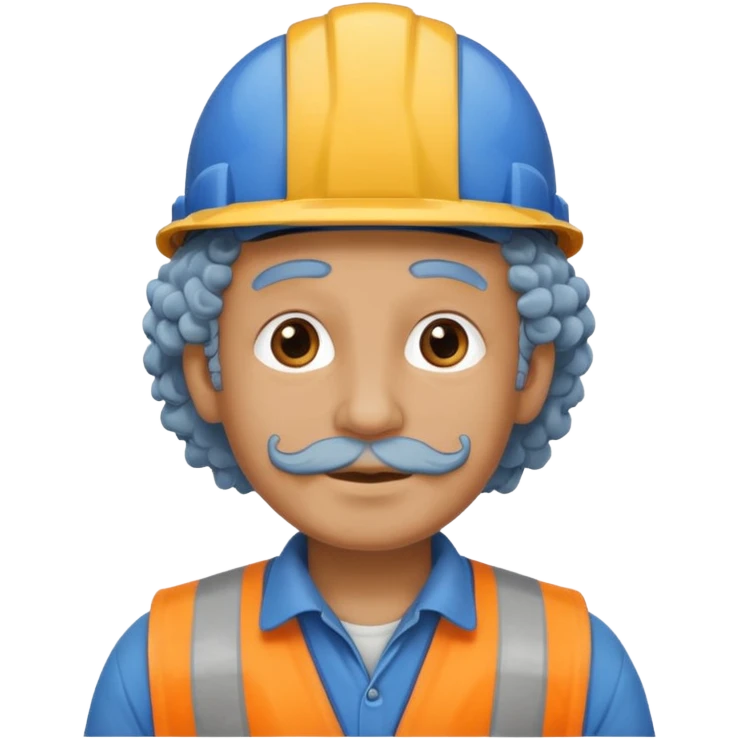 very curly blue haired, construction worker very old emoji
