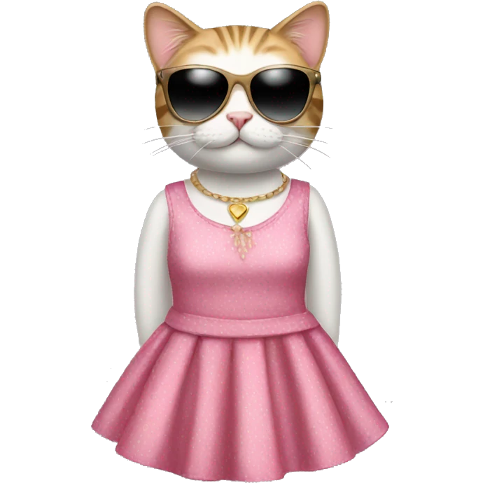 Cat wearing a dress & sunglasses  emoji