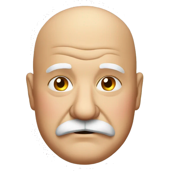 old fat bald man with mustache wearing red emoji