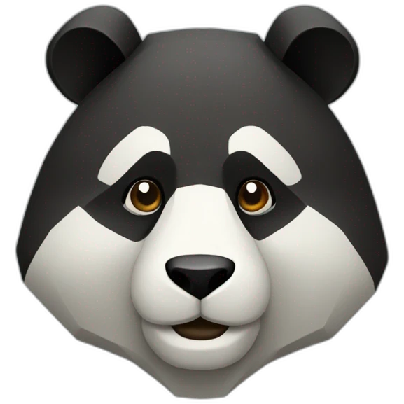 The head is a polygonal panda and the upper body is a suit. emoji