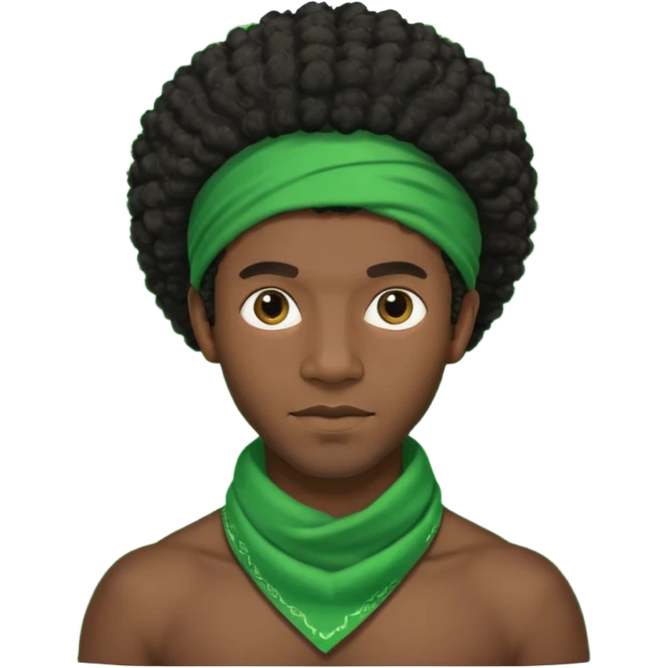 charming black man, afro hair, green bandana emoji