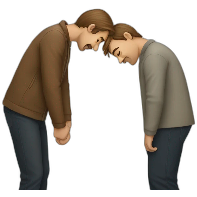 man bent over with person behind him emoji