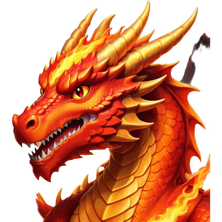 cinematic-noble-fierce-fire-dragon-portrait-emoji,-poised-and-imposing,-with-a-muscular,-scaled-body-ablaze-in-fiery-hues-of-crimson,-molten-orange,-and-molten-gold,-and-intense,-burning-eyes-that-mirror-the-heart-of-a-volcano;-rendered in detail emoji