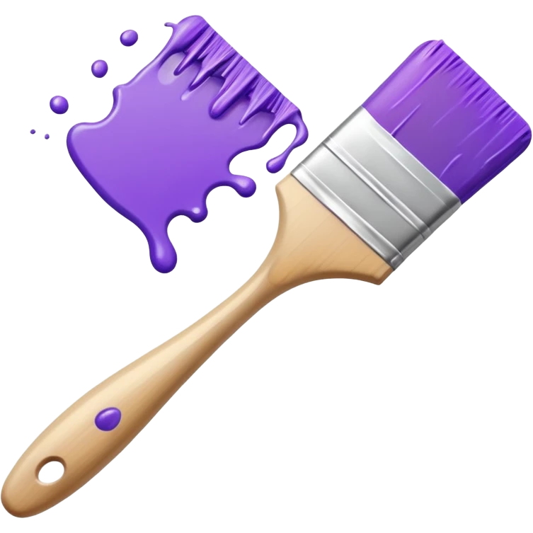 Paint brush with purple paint in the end of the brush  emoji