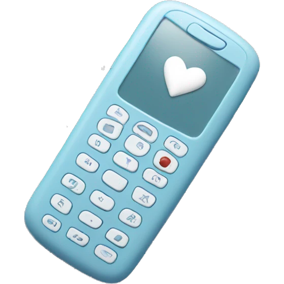 Pastel blue cell phone with white heart  emoji