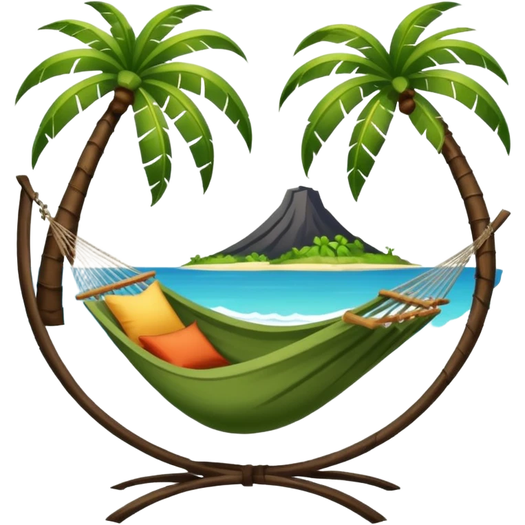palm tree with hammock in Volcano Island emoji