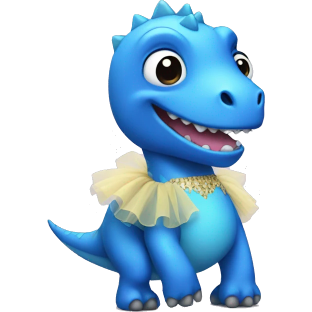 Blue Dinosaur wearing a tutu emoji