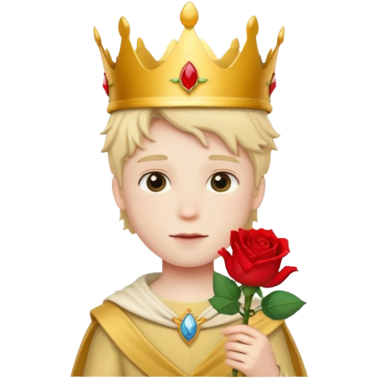 The Little Prince with a crown and a rose in his hand emoji