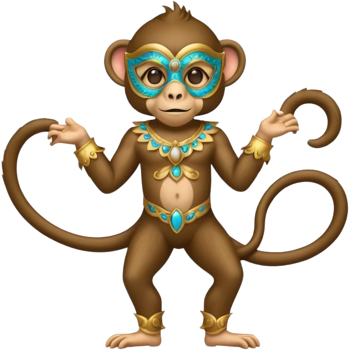 full body of monkey wearing masquerade emoji