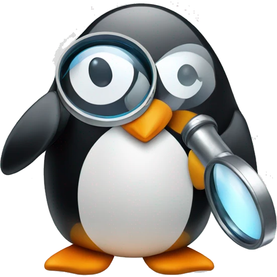  penguin with magnifying glass emoji