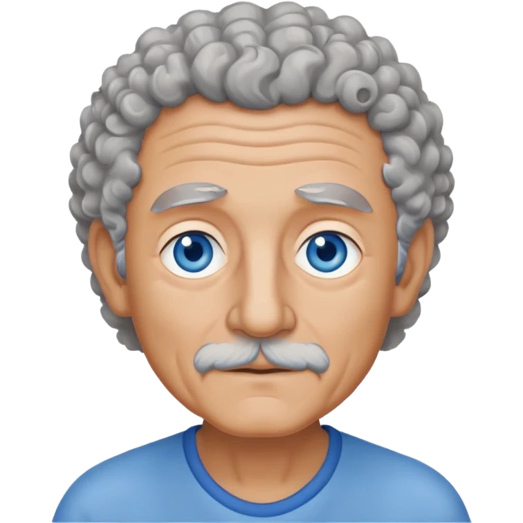 abuelo con el pelo canoso y rizado on ojos azules emoji