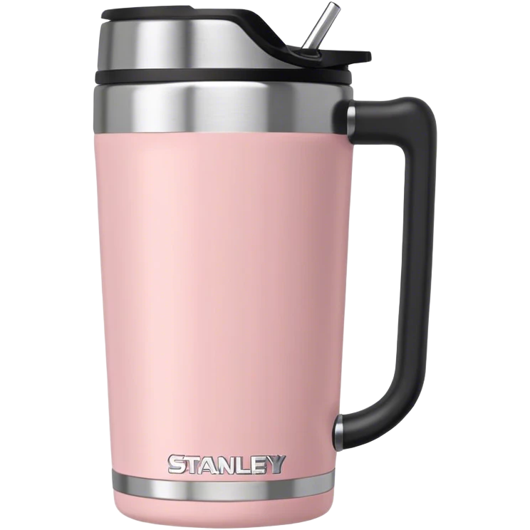 Light pink 40oz Stanley tumbler with handle emoji