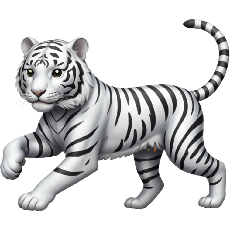 A white tiger pouncing at the screen with silver accsents make it less cartoon looking and more realism  emoji