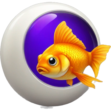 gold fish in an magic eight ball emoji