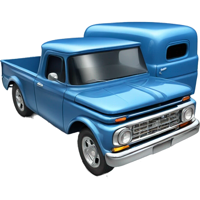 Hot rod panel truck 1964 with exposed chrome pipes blue  emoji