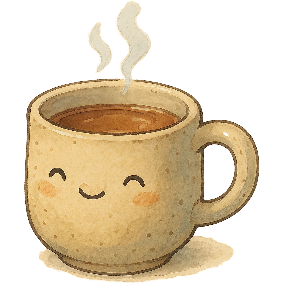 cozy mug of tea, cute mug, no background emoji