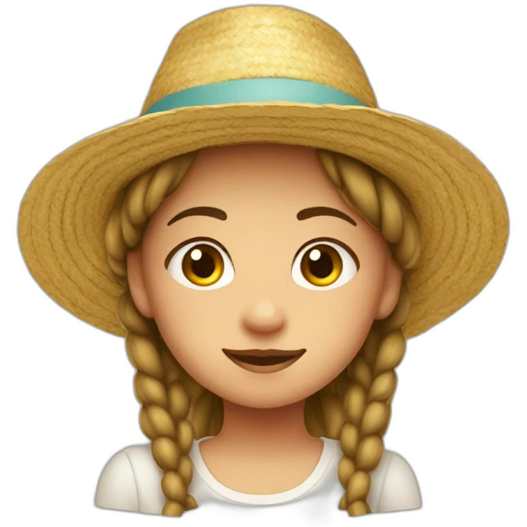 a girl with pigtails in a straw hat a hat emoji