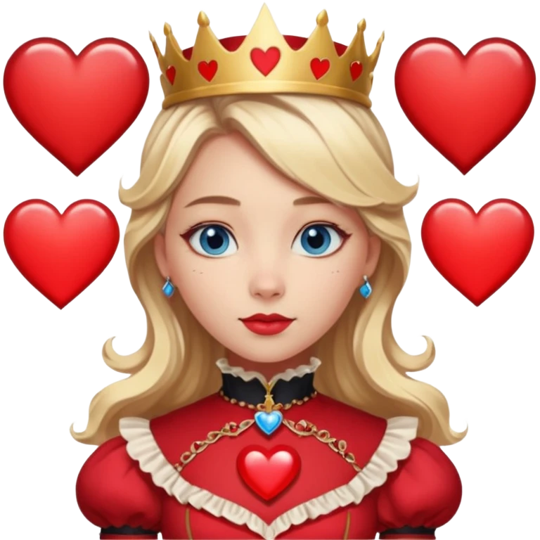 Freya Skye lose my head junior Eurovision 2022 red queen of hearts style blonde half up half down hair, blue eyes emoji