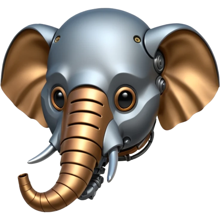 robot elephant head with iron skin parts emoji