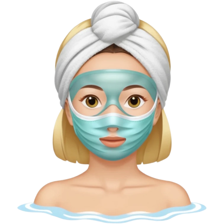 Lady with face mask spa beauty full face relaxing emoji