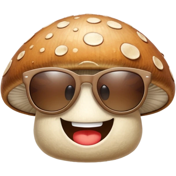 mushroom with sunglasses and a big smile emoji