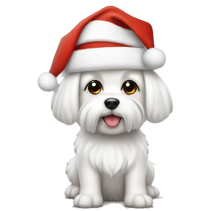 Maltese with Christmas hat  emoji