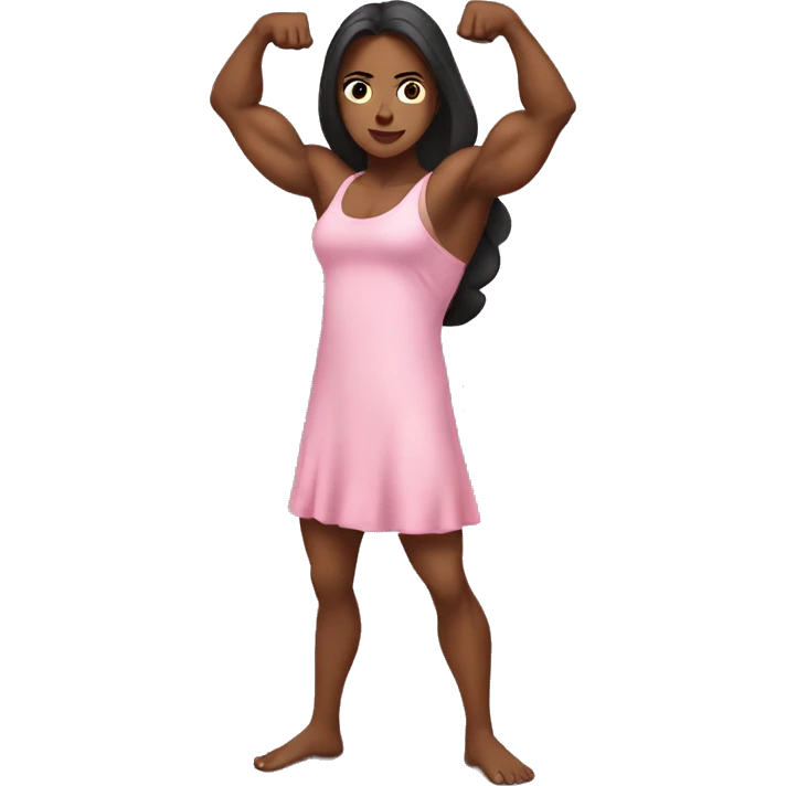 Strong muscle girl flexing in a Pink Nightgown emoji