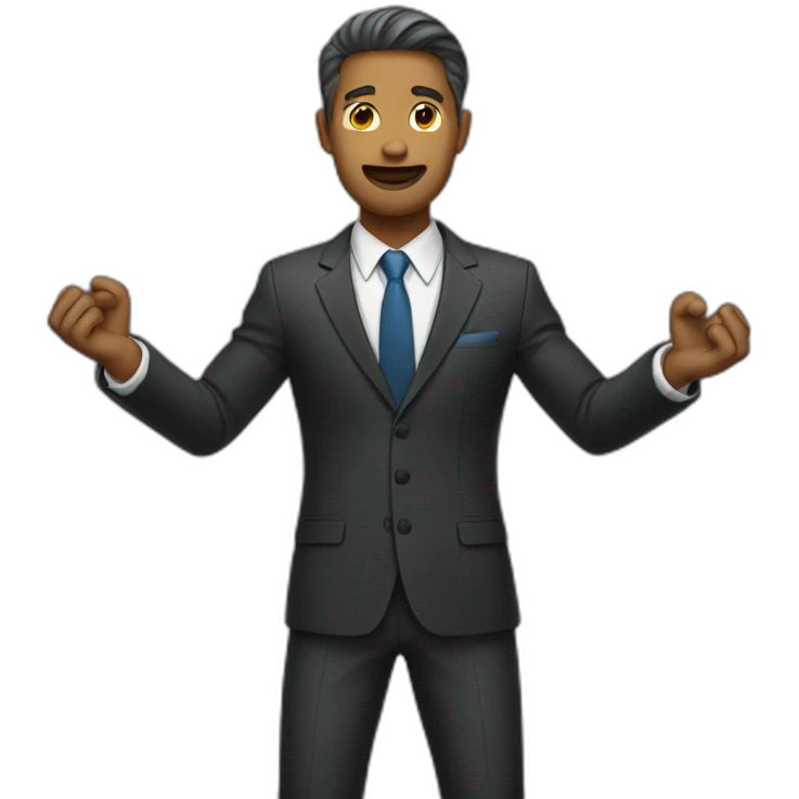 man in suit holding out his arms emoji