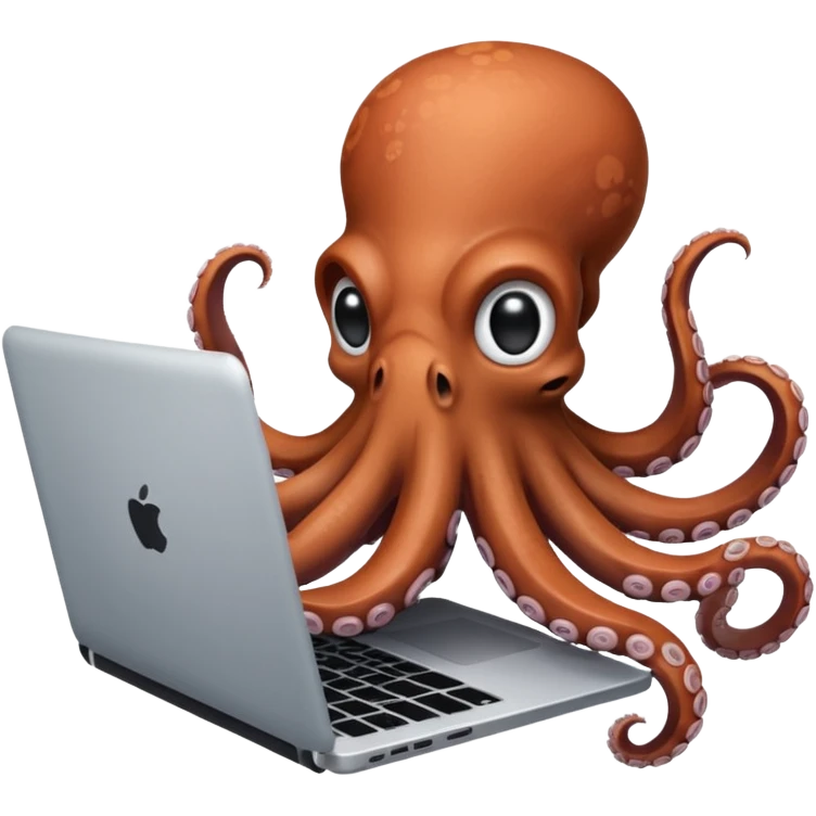 an octopus typing on a laptop emoji