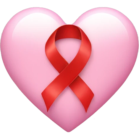 Light pink heart with red ribbon on the side emoji