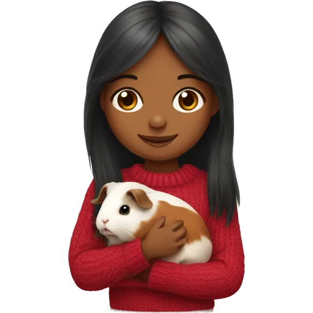 girl holding Guinea pig in sweater  emoji