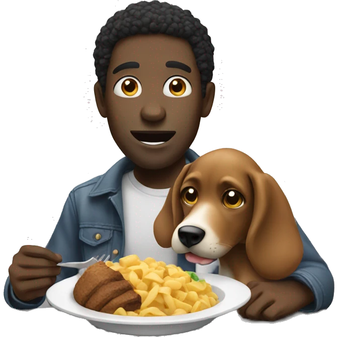 black man eating with a dog emoji