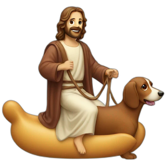 jesus riding an wiener dog emoji