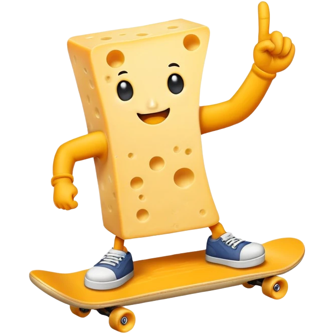Cheese skateboarding away giving the middle finger emoji