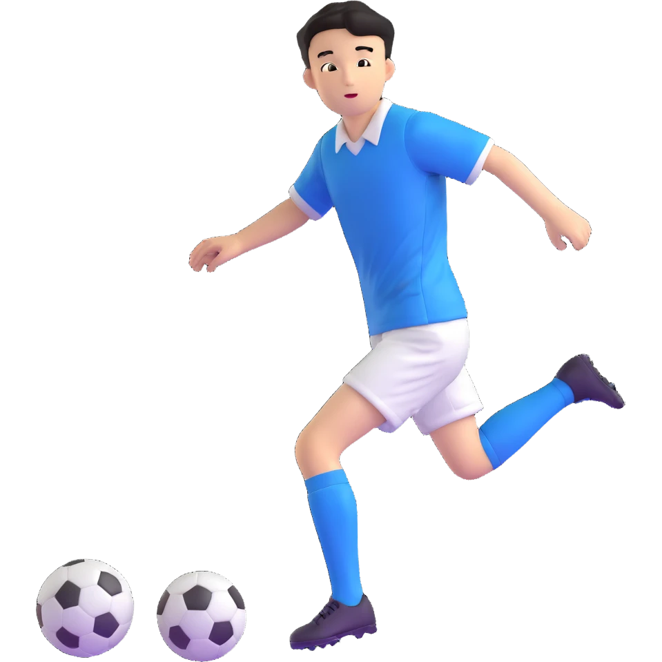 Japanese male high school student playing soccer in sports uniform emoji