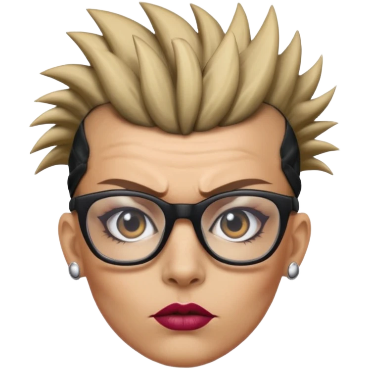 extreme mohawk person face headband glassess excessive makeup emoji