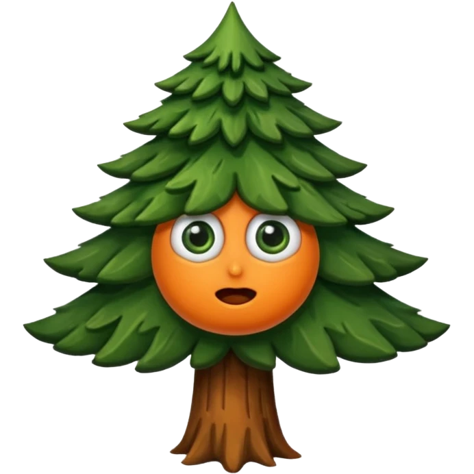 sapin avec deux gros yeux orange, pas de bouche emoji