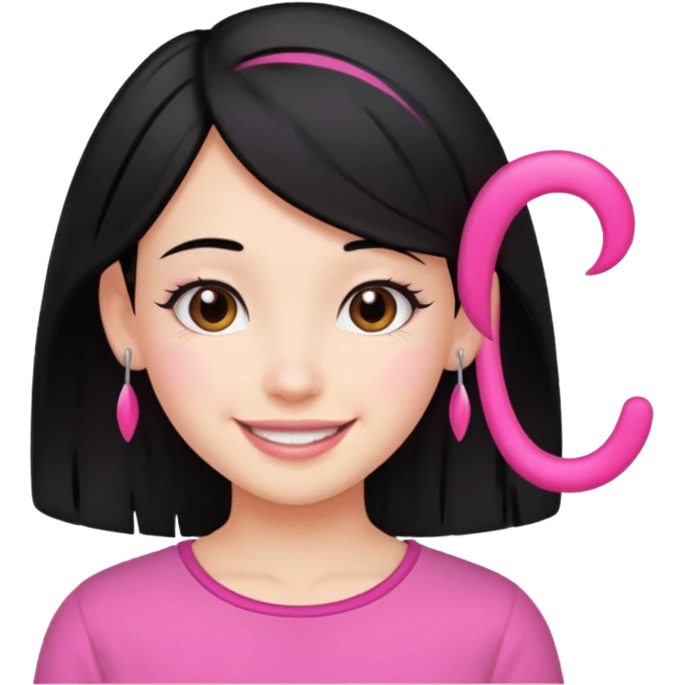 girl with black hair and pink streak by ear emoji