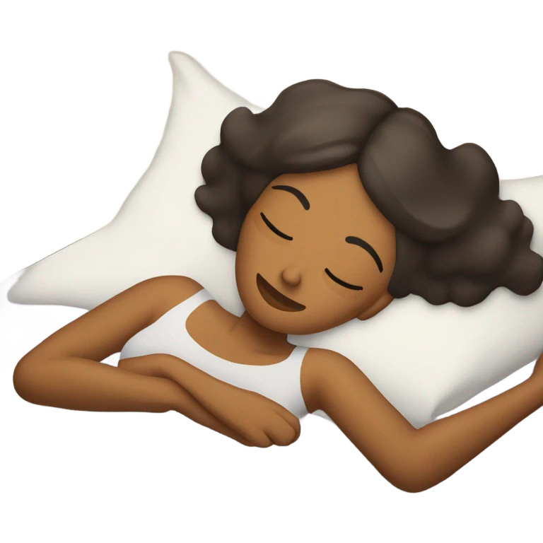 Haz a una mujer de piel morena en una cama durmiendo  emoji