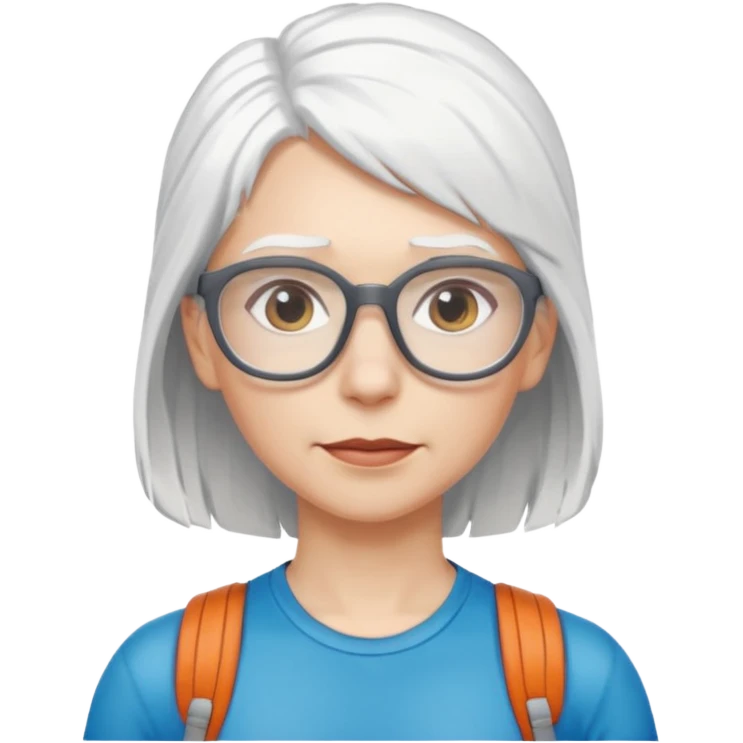 climber woman with white hair and glassess emoji
