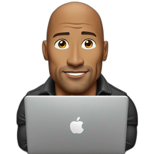 Dwayne johnson with laptop emoji